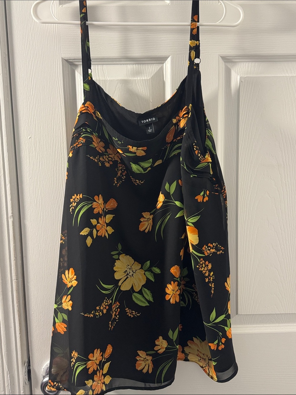 Torrid Black Floral Cowl Neck Slip Camisole